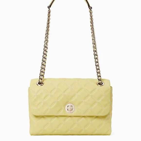 Kate Spade Nathalia Quilted Flap Crossbody Bag in PALE LIME GREEN - Picture 4 of 11